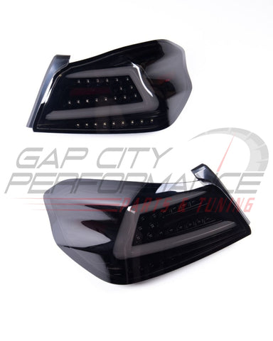 Spec-D Sequential Led Tail Lights Glossy Black Housing (2015+ Wrx/sti) Smoked Lens And White Bar